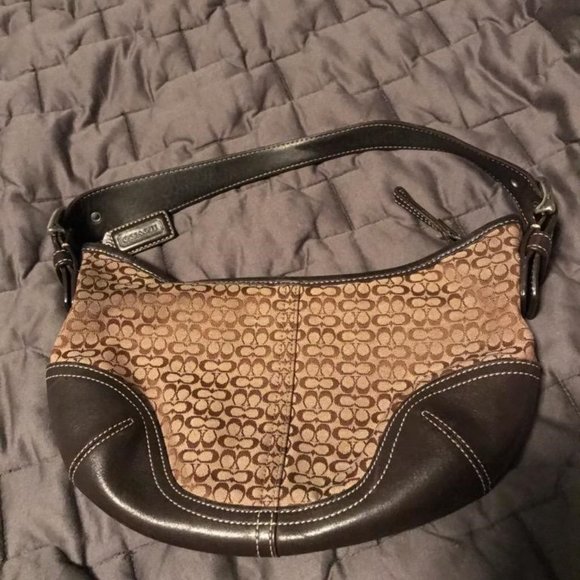 Coach Signature Small Brown Canvas Hobo Bag - Picture 2 of 2